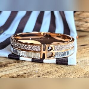 ✨️Henri Bendel Rare Ring It Up Rose Gold Swarovski Crystal Hinged Bracelet